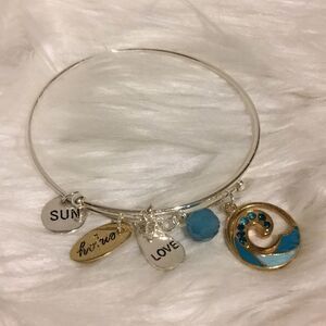Waves Silver Adjustable inspirational Bracelet